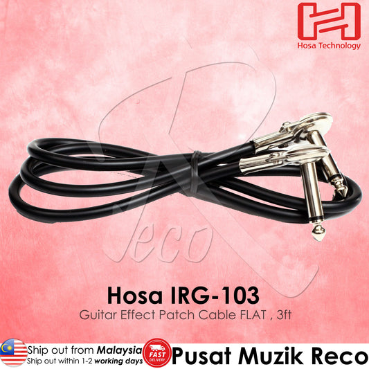 Hosa IRG-103 Low-Profile Right Angle Guitar Pedal Patch Cable FLAT | Reco Music Malaysia