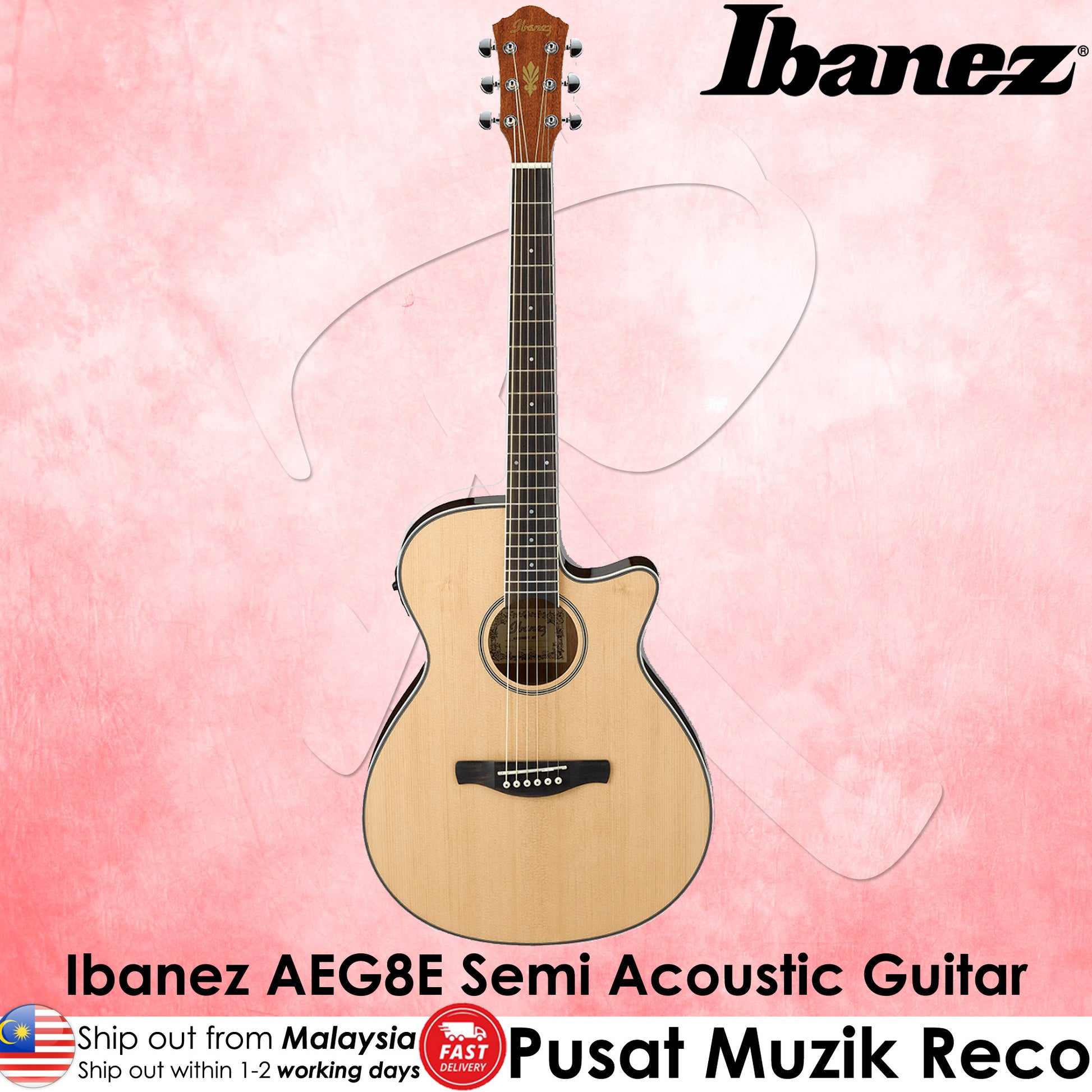 Ibanez AEG8E Natural Semi-Acoustic Guitar  - Reco Music Malaysia