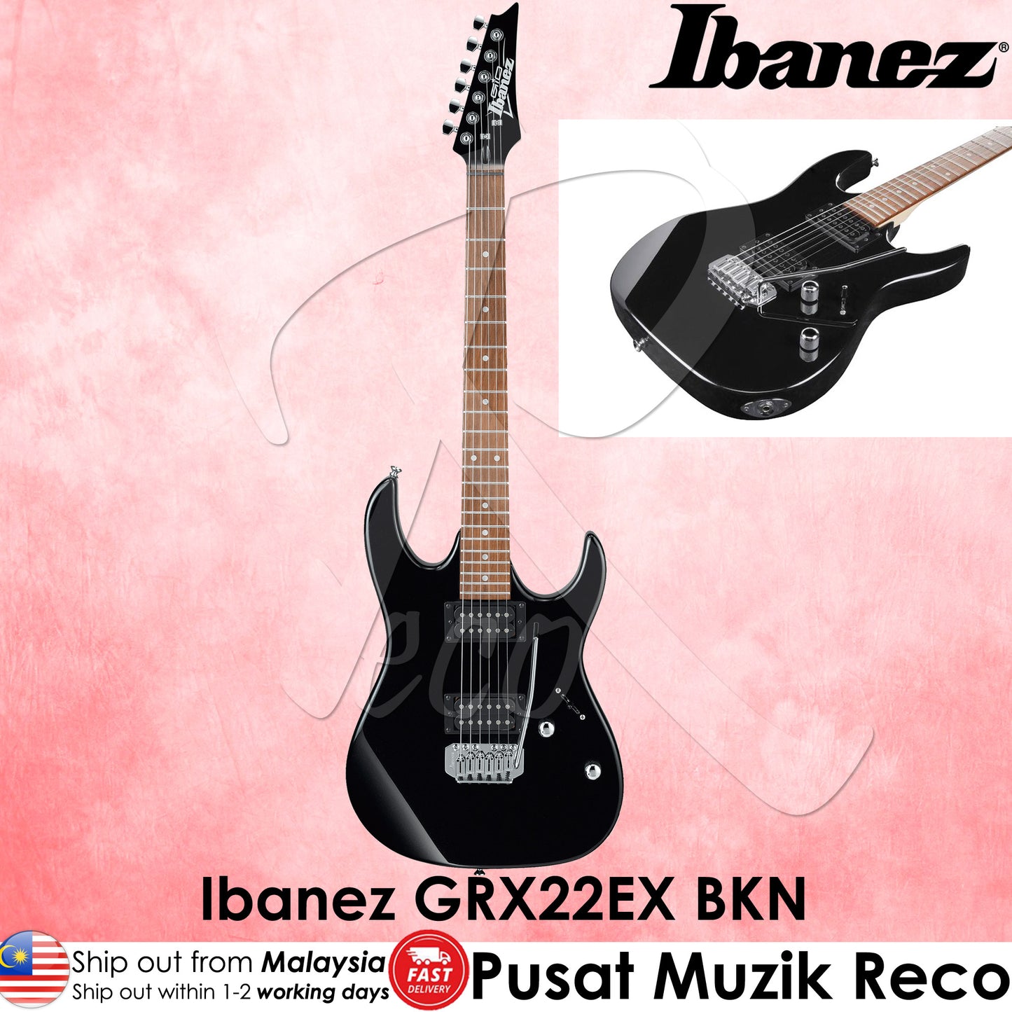 Ibanez GRX22EX-BKN Black Night Standard Electric Guitar - Reco Music Malaysia