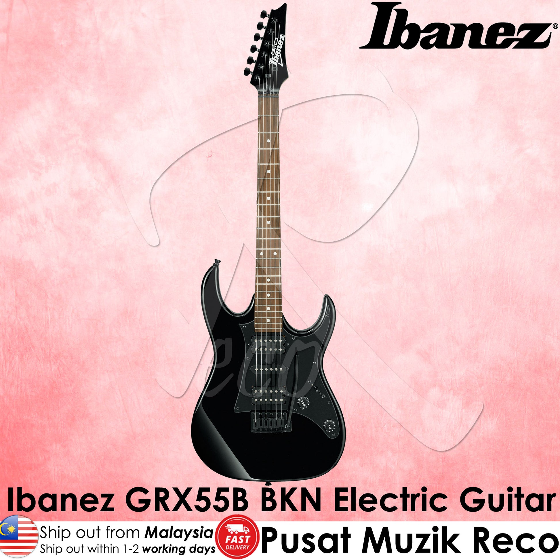 Ibanez GIO GRX55B BKN Black Night Electric Guitar - Reco Music Malaysia