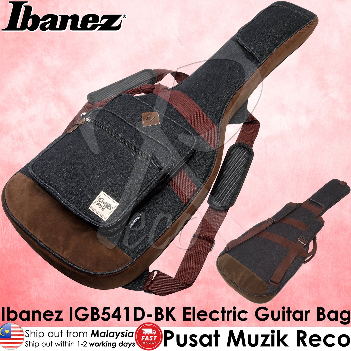 Ibanez IGB541D-BK Powerpad Series Designer Collection Electric Guitar Bag (Denim Black) - Reco Music Malaysia