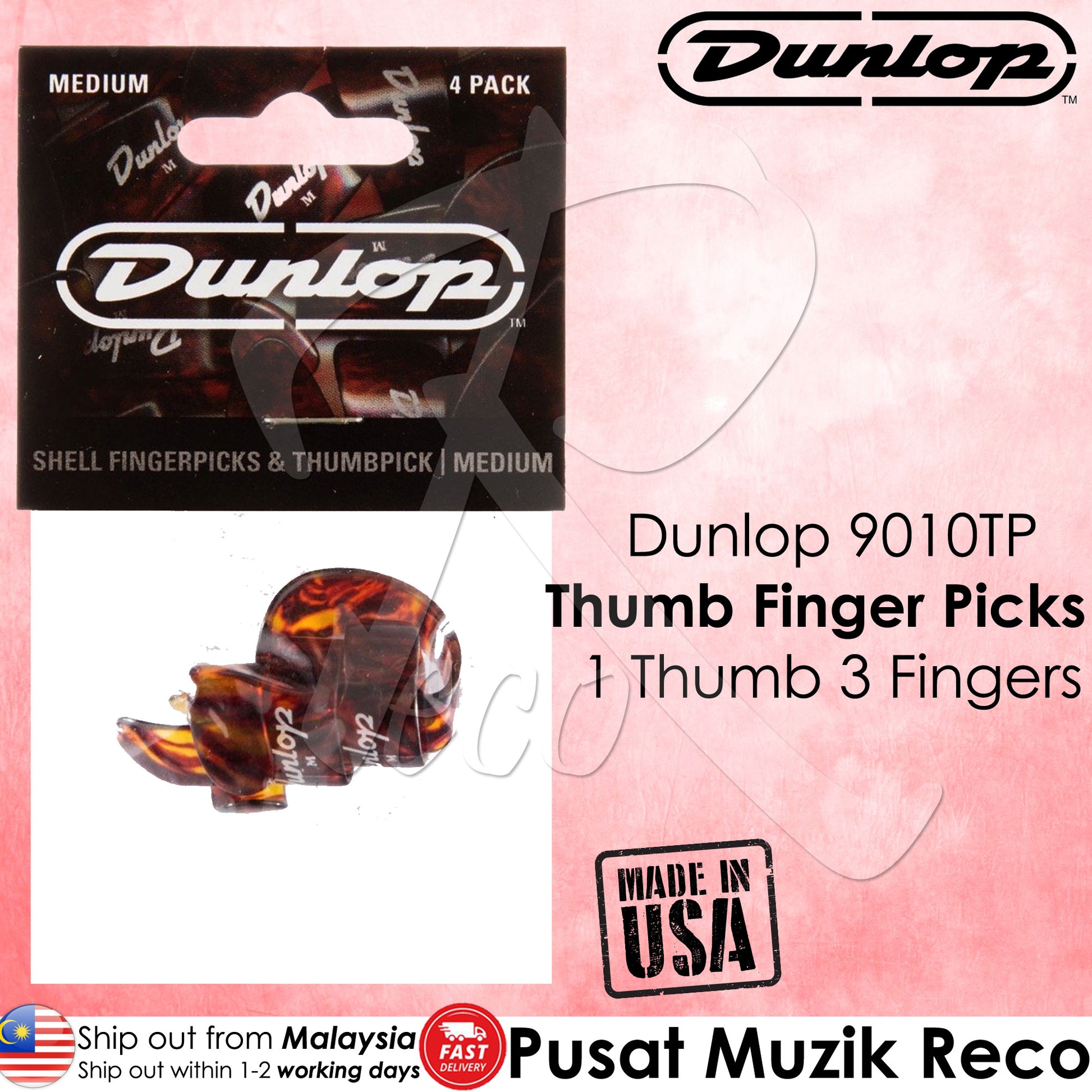 Jim Dunlop 9010TP Shell Plastic Finger & Thumbpicks Player Pack - Reco Music Malaysia