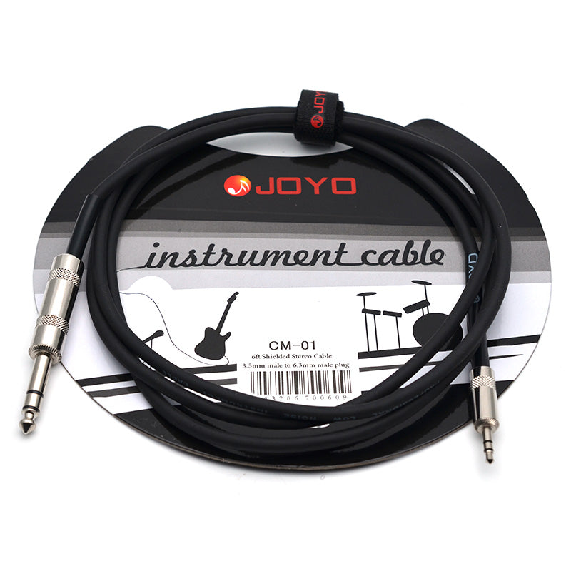 Joyo CM-01 3.5mm Male to 6.3mm Male 6ft Shielded Stereo Cable - Reco Music Malaysia