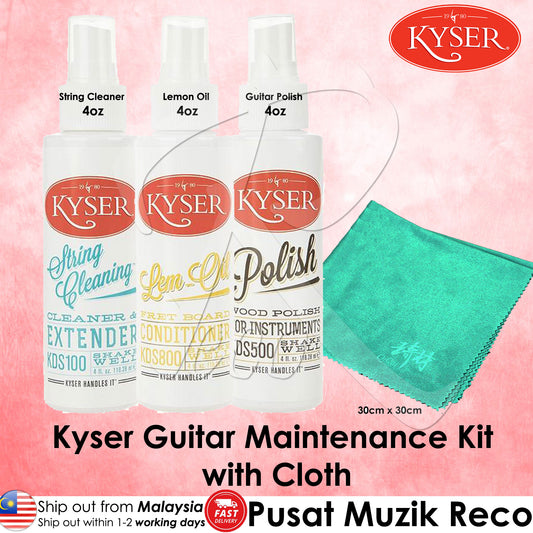 Kyser Guitar Maintenance Kit SET with Cloth Kyser Guitar String Cleaner + Lemon Oil + Body Polish - Reco Music Malaysia