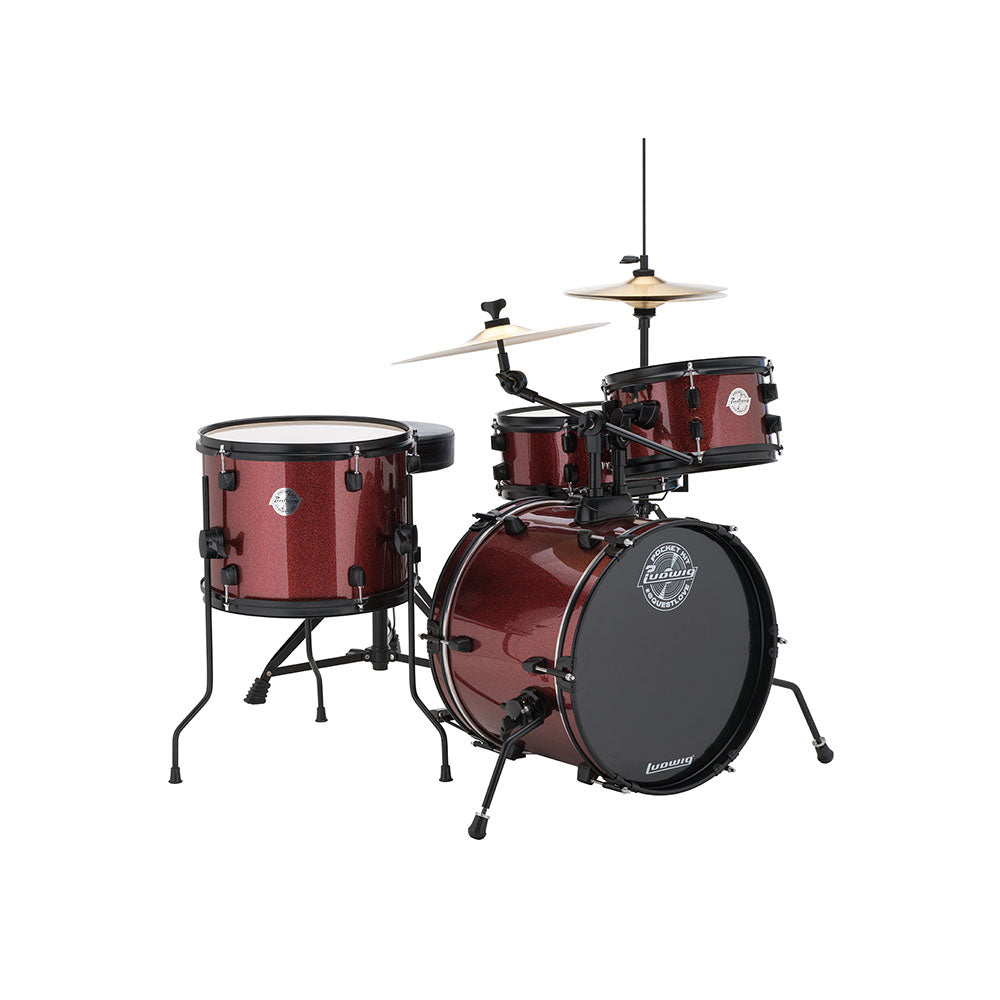 Ludwig LC178X025DIR Pocket Kit 4-Piece Drum Kit with 16" Bass Drum - Red Wine Sparkle | Reco Music Malaysia