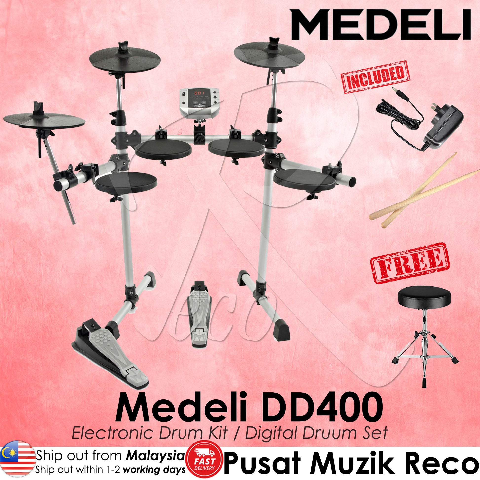MEDELI DD400 Electronic Drum Kit Digital Drum Set  -  Reco Music Malaysia