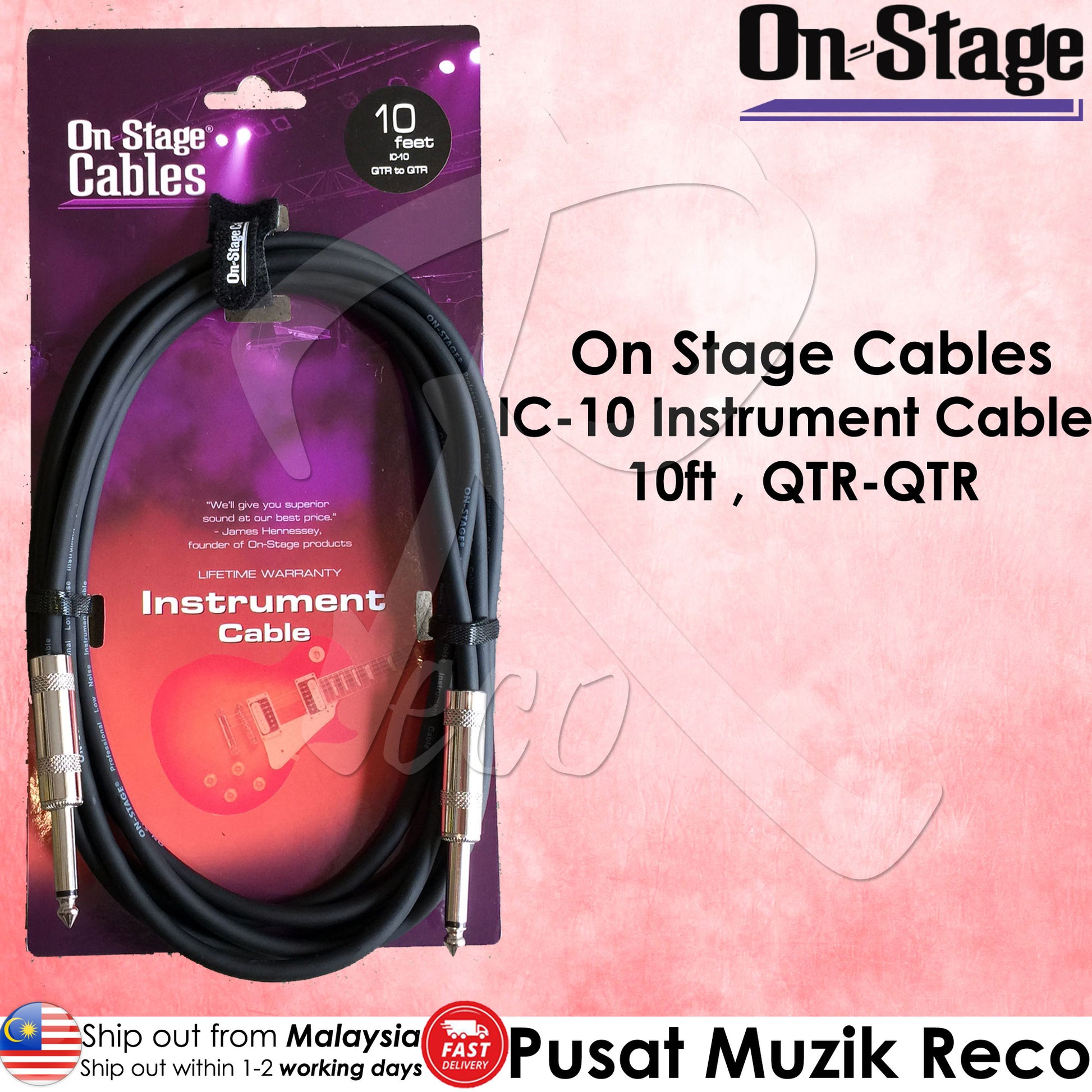 OSS IC-10 Instrument Guitar Cable 10ft ( QTR-QTR ) | Reco Music Malaysia