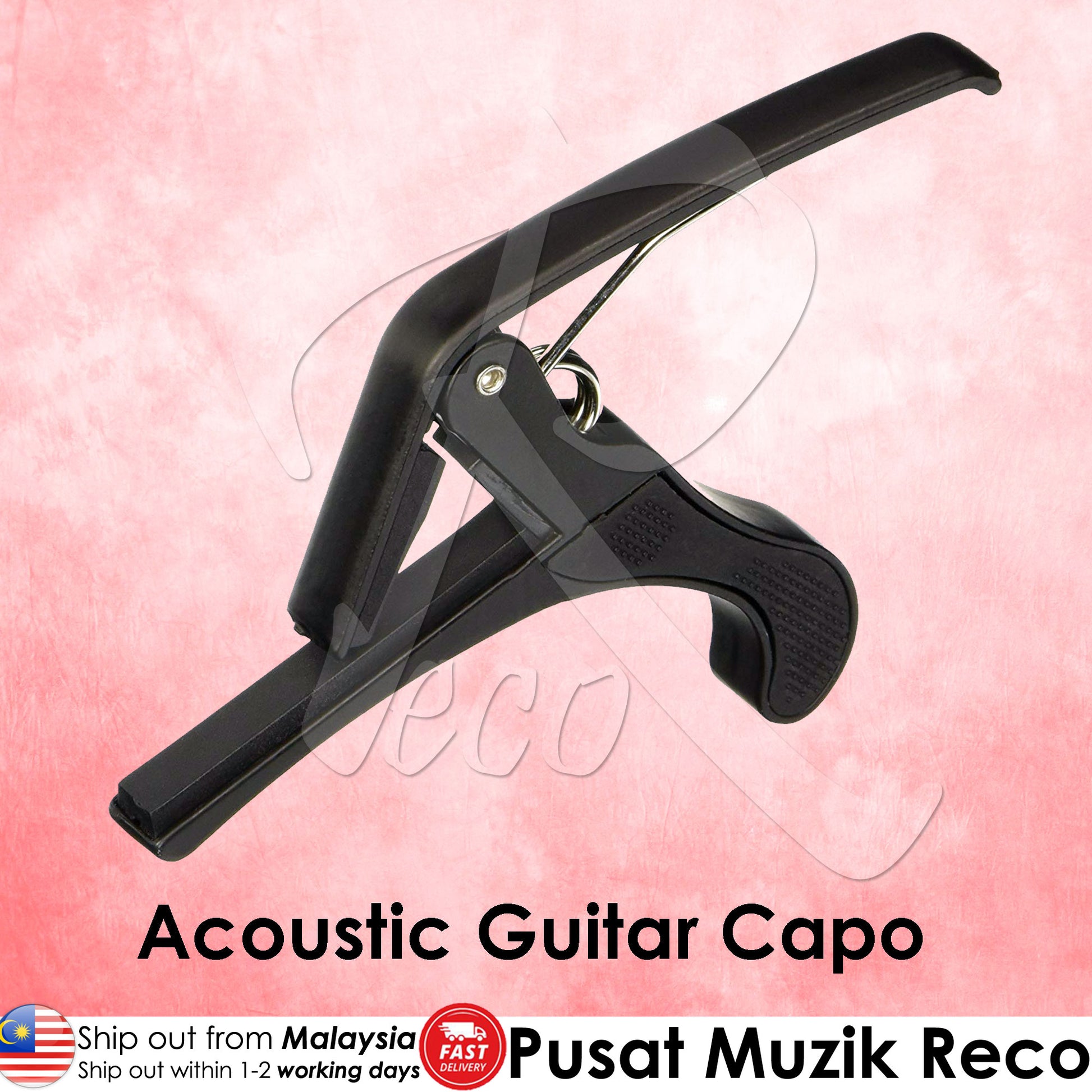 RM Quick Change Aluminum Alloy Guitar Capo - Black - Reco Music Malaysia