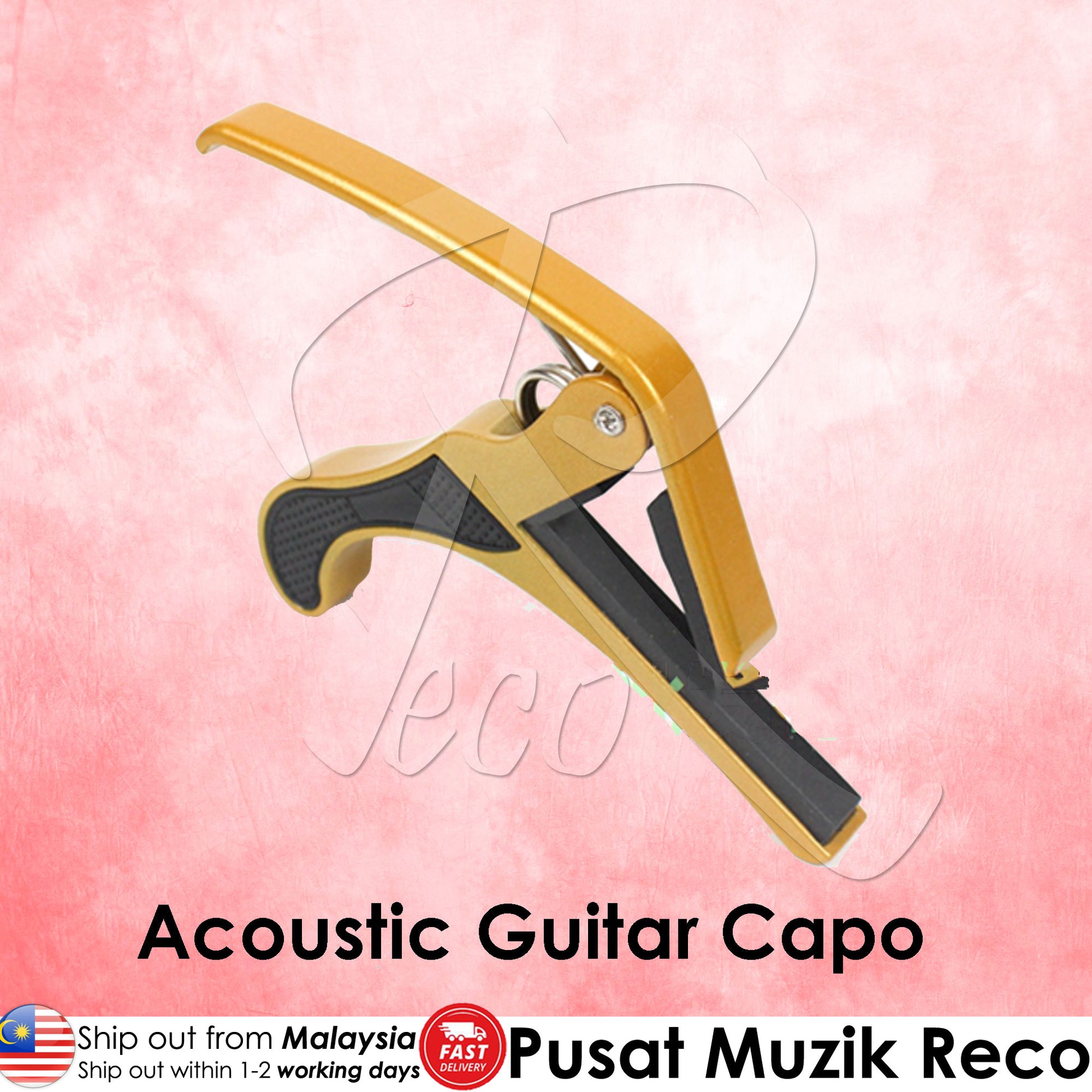 RM RC3 Quick Change Aluminum Alloy Gold Acoustic Guitar Capo - Reco Music Malaysia