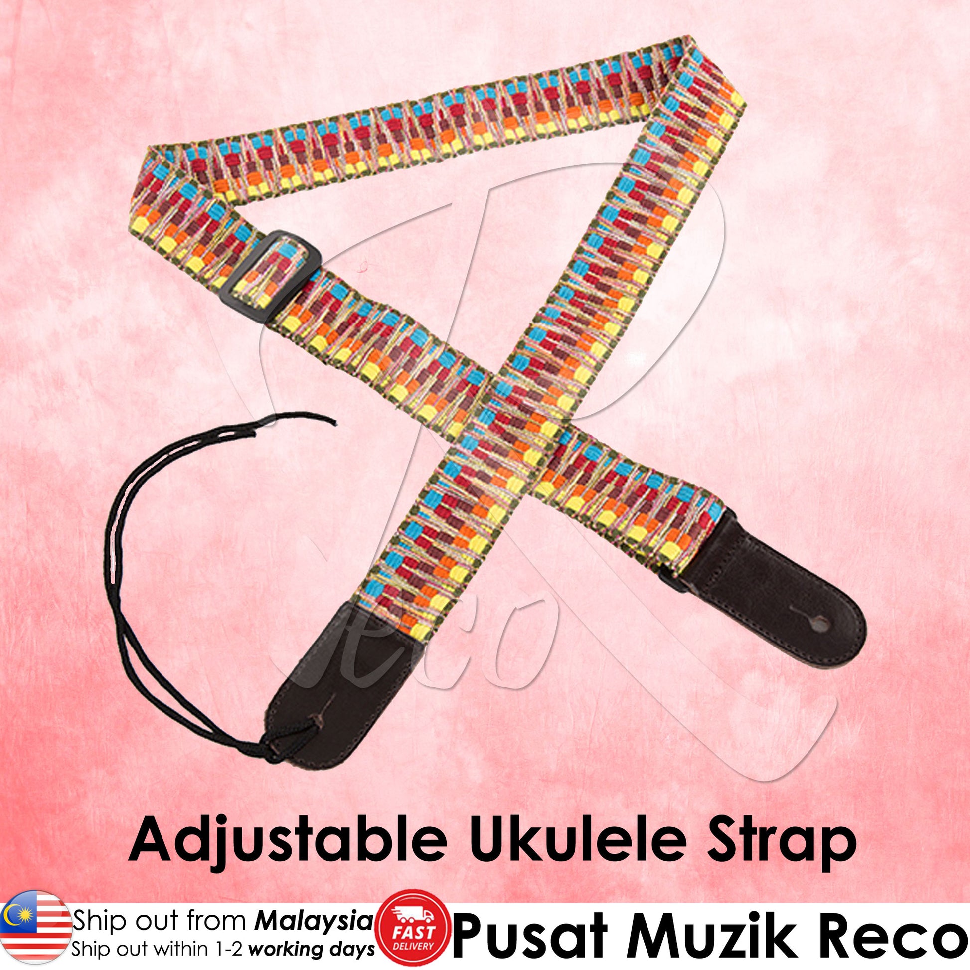 RM RUS25 High Quality Adjustable Ukulele Strap - Reco Music Malaysia