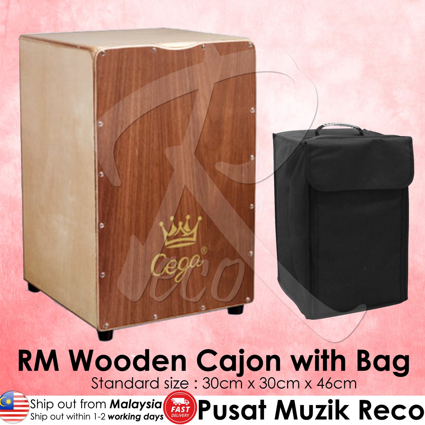 RM CEGA Wooden Cajon with Free Bag - Reco Music Malaysia
