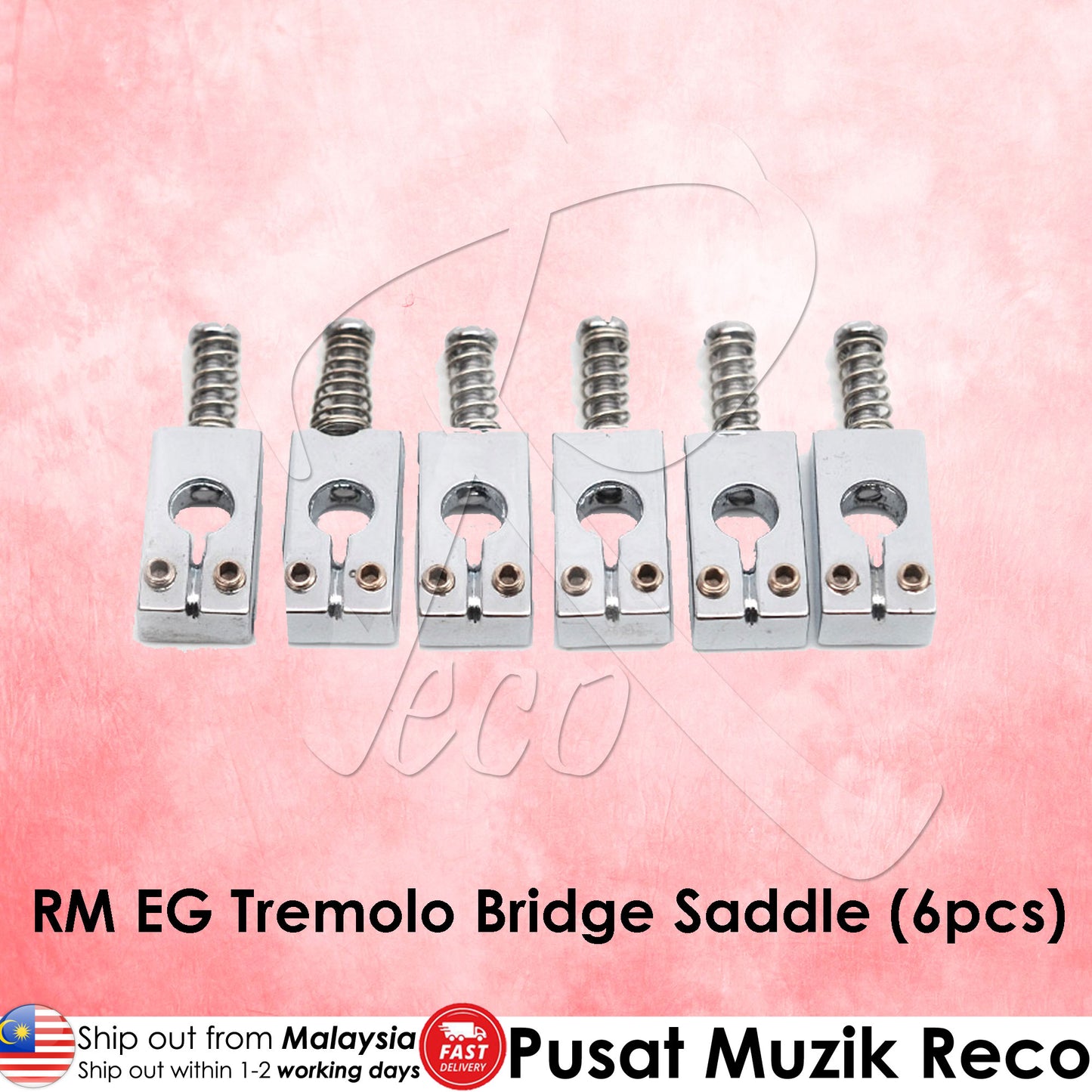 RM Electric Guitar Tremolo Bridge Saddles Flat Type 20x10.5MM - 6/set - Reco Music Malaysia
