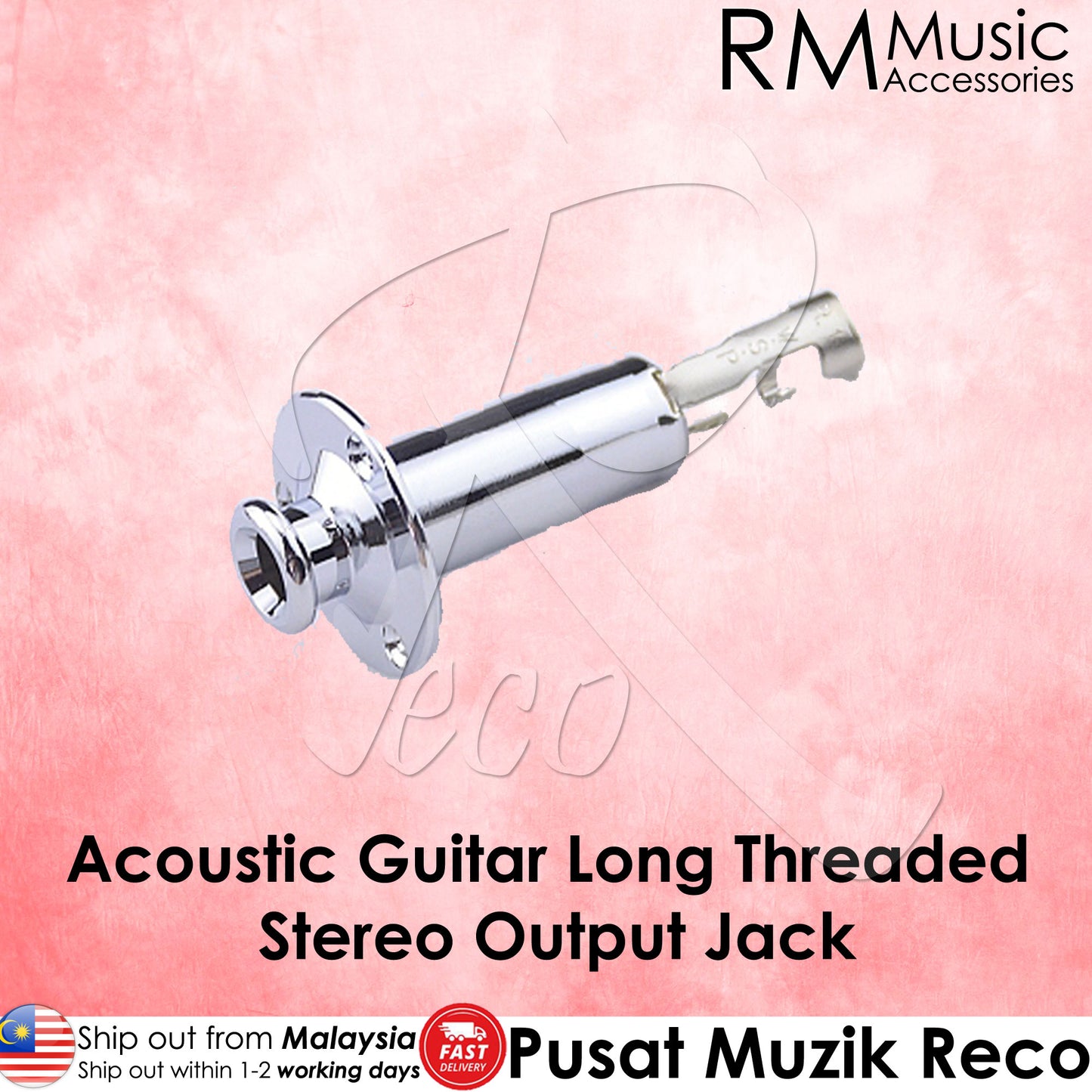 RM  GF-0694-91 Acoustic Guitar Long Threaded Stereo Output Jack - Reco Music Malaysia
