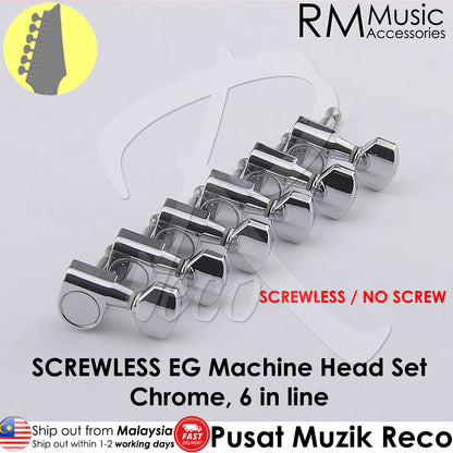 RM GF-1331 High Quality SCREWLESS / NO SCREW Electric Guitar Machine Head SET - Reco Music Malaysia