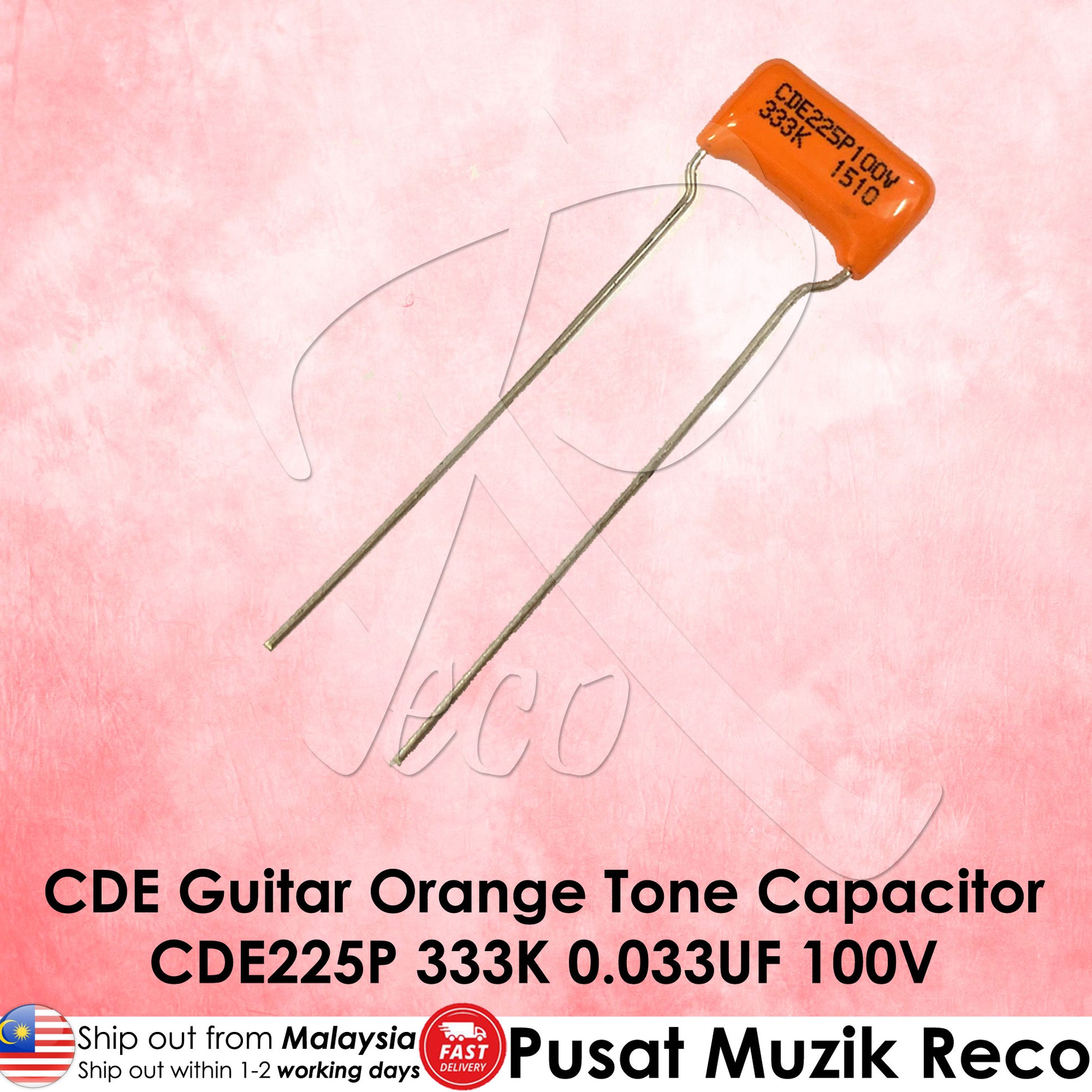 Sprague Guitar Orange Drop Capacitor Tone Caps CDE225P 333K 0.033UF 100V - Reco Music Malaysia