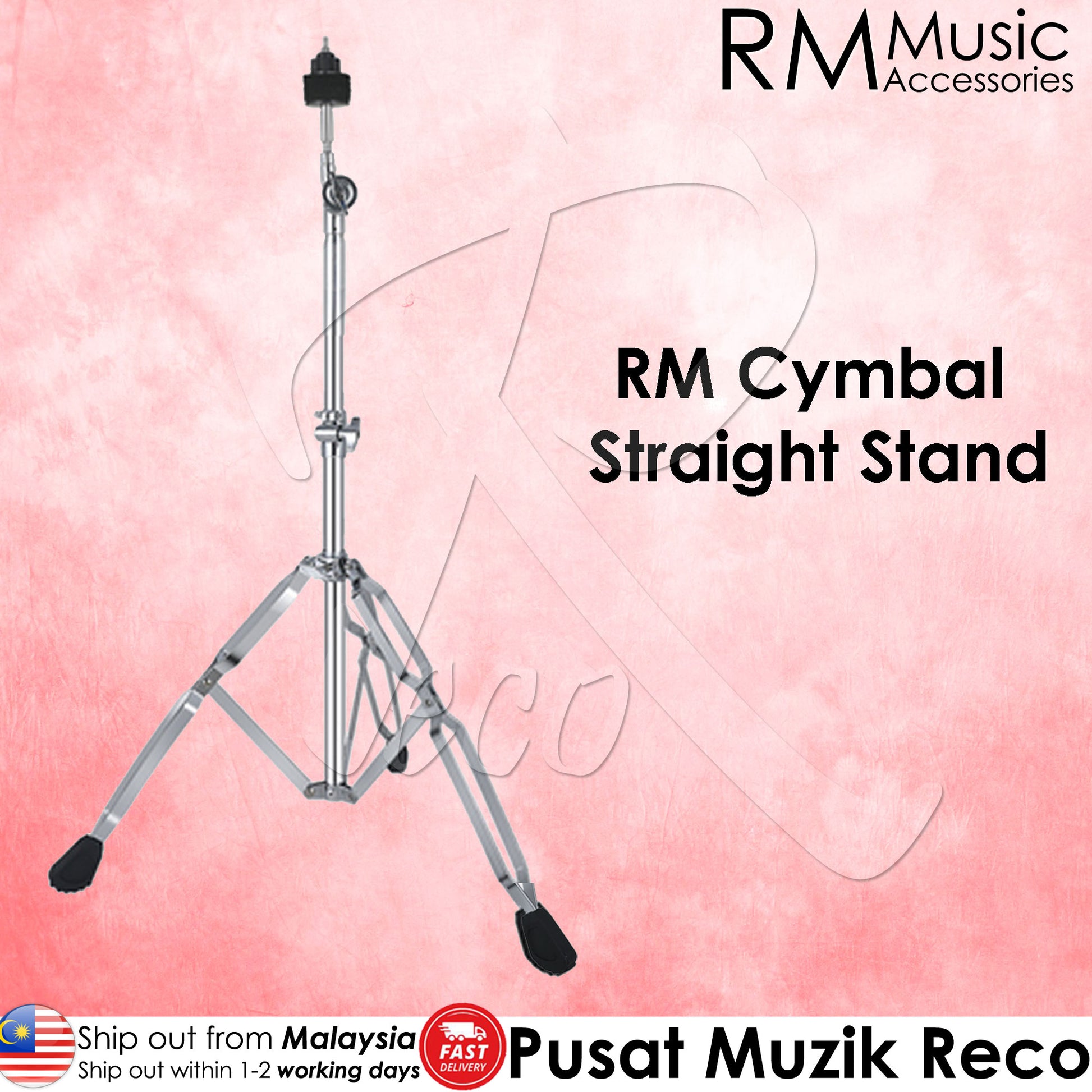 RM SS200 Double Braced Solid Drum Cymbal Straight Stand - Reco Music Malaysia