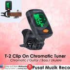 RM T-2 Chromatic Clip On Tuner Guitar Bass Ukulele - Reco Music Malaysia
