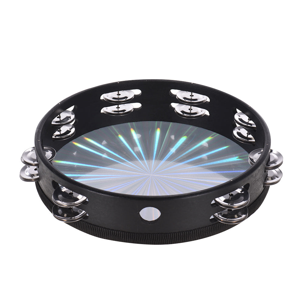 RM 10 Inch Wooden Radiant Tambourine with Skin Double Row Jingles | Reco Music Malaysia