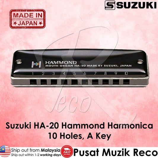 Suzuki HA-20 A Key Promaster Hammond 10 Hole Diatonic Harmonica - Reco Music Malaysia