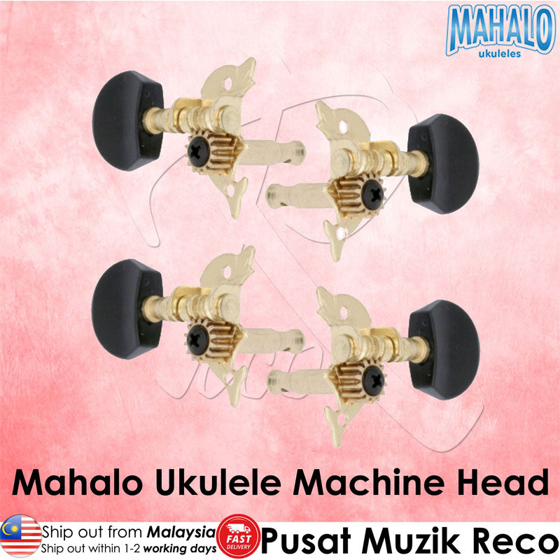 Mahalo Ukulele Machine Head Set of 4 (Black / White) - Recomusic