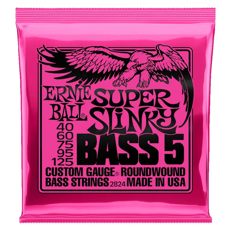 Ernie Ball 2824 Super Slinky Roundwound 5 String Electric Bass Guitar String 40-125 - Reco Music Malaysia