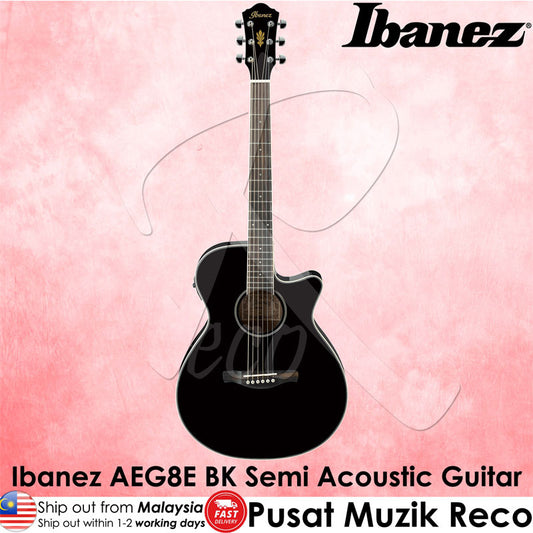 Ibanez AEG8E BK Semi Acoustic Guitar - Black - Reco Music Malaysia