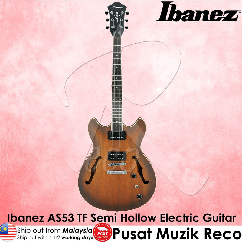 Ibanez Artcore AS53 TF Semi Hollow Body Electric Guitar - Tobacco Flat - Reco Music Malaysia