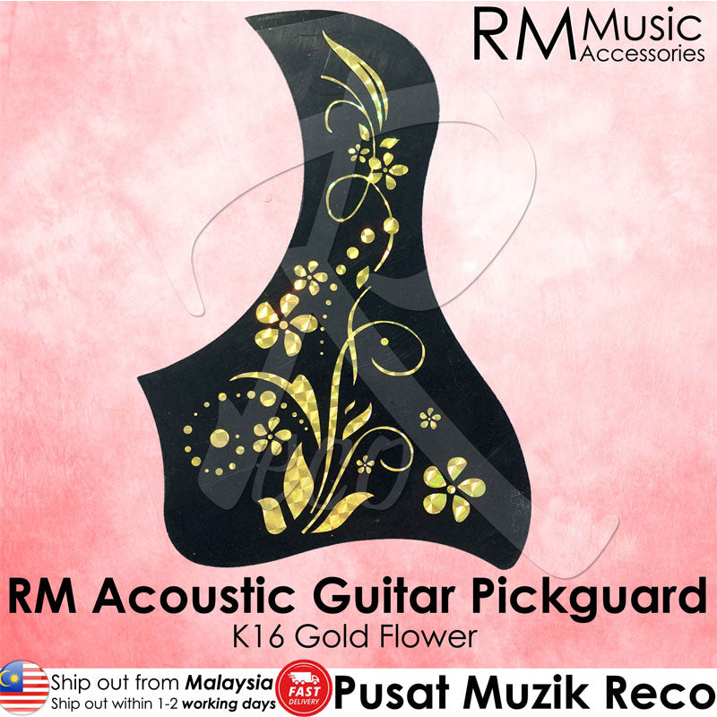 RM Acoustic Guitar Pickguard - K16 Gold Flower - Reco Music Malaysia