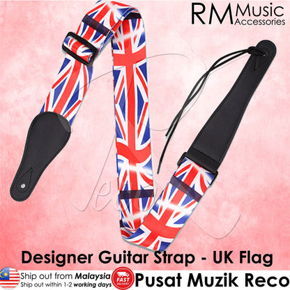 RM Designer Polyester Guitar Strap - UK Flag - Reco Music Malaysia