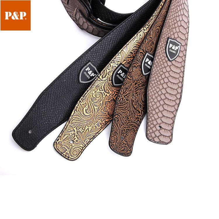 RM High Quality PU Leather Acoustic Electric Bass Guitar Leather Strap - Reco Music Malaysia