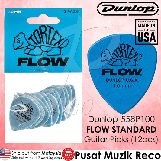 Jim Dunlop 558P1.0 Tortex Flow Standard Guitar Picks, Pack of 12 - Reco Music Malaysia