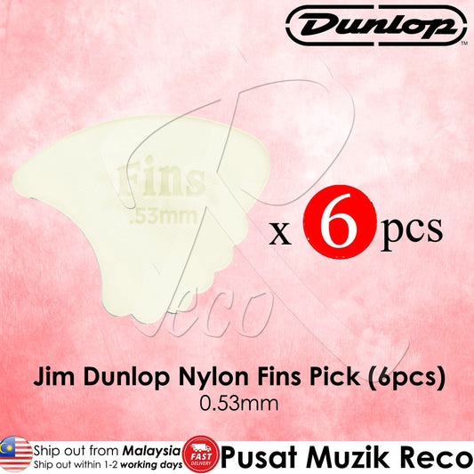 6 X Jim Dunlop Nylon Fins Guitar Pick 0.53mm - Reco Music Malaysia