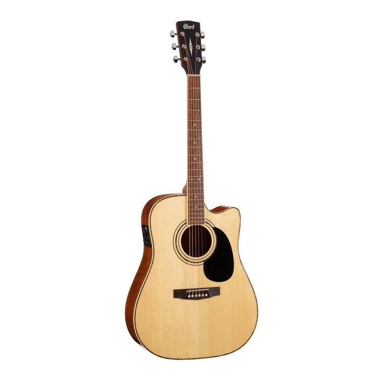 Cort AD880CE NS Cutaway Dreadnought Standard Acoustic Guitar With Bag, Natural Satin - Reco Music Malaysia