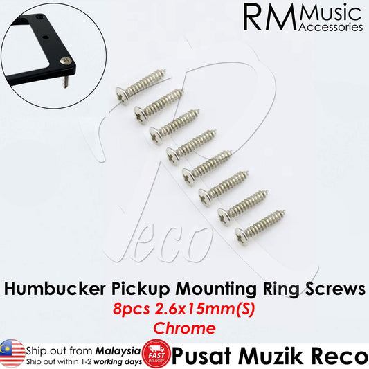 RM GF0090-Ni8S Electric Guitar Humbucker Pickup Mounting Ring Screws, Chrome 8 Short - Reco Music Malaysia