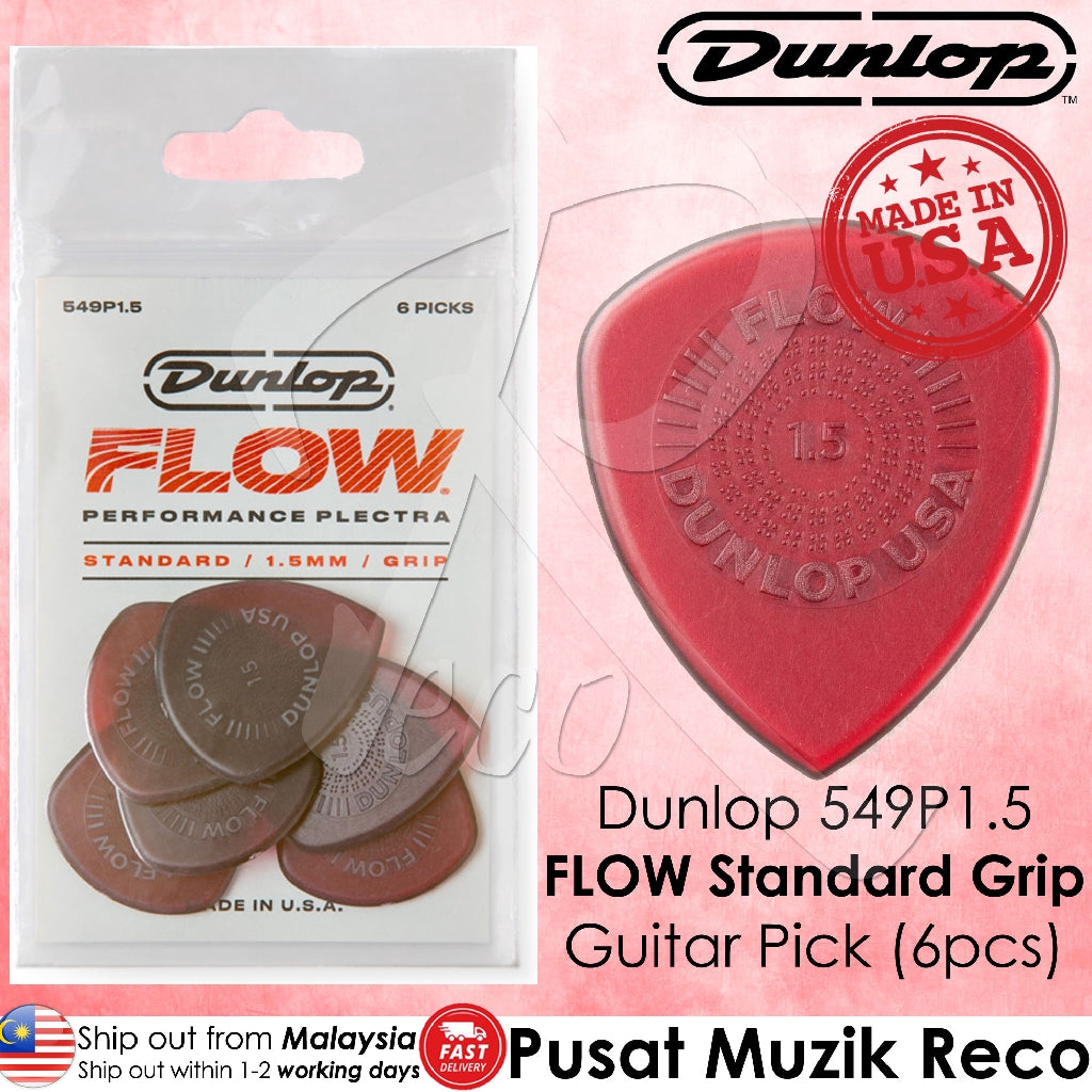 Jim Dunlop 549P150 Ultex Flow Standard Grip 1.5mm Guitar Pick Player Pack - Reco Music Malaysia