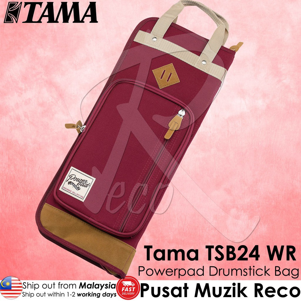 Tama TSB24 WR Powerpad Designer Drumstick Stick Bag Wine Red - Reco Music Malaysia