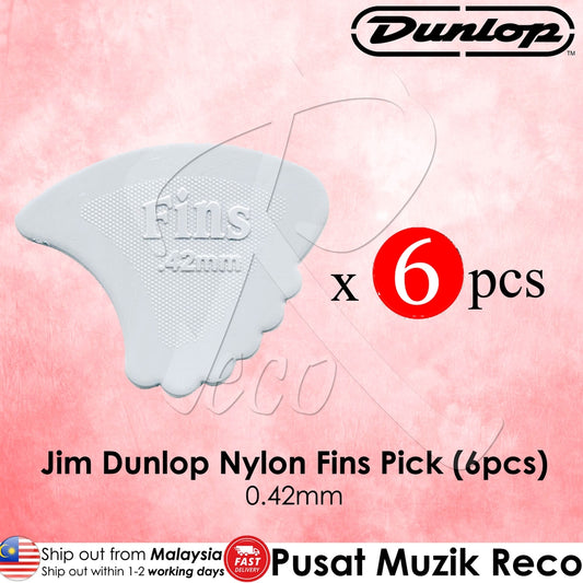 6 X Jim Dunlop Nylon Fins Guitar Pick 0.42mm - Reco Music Malaysia