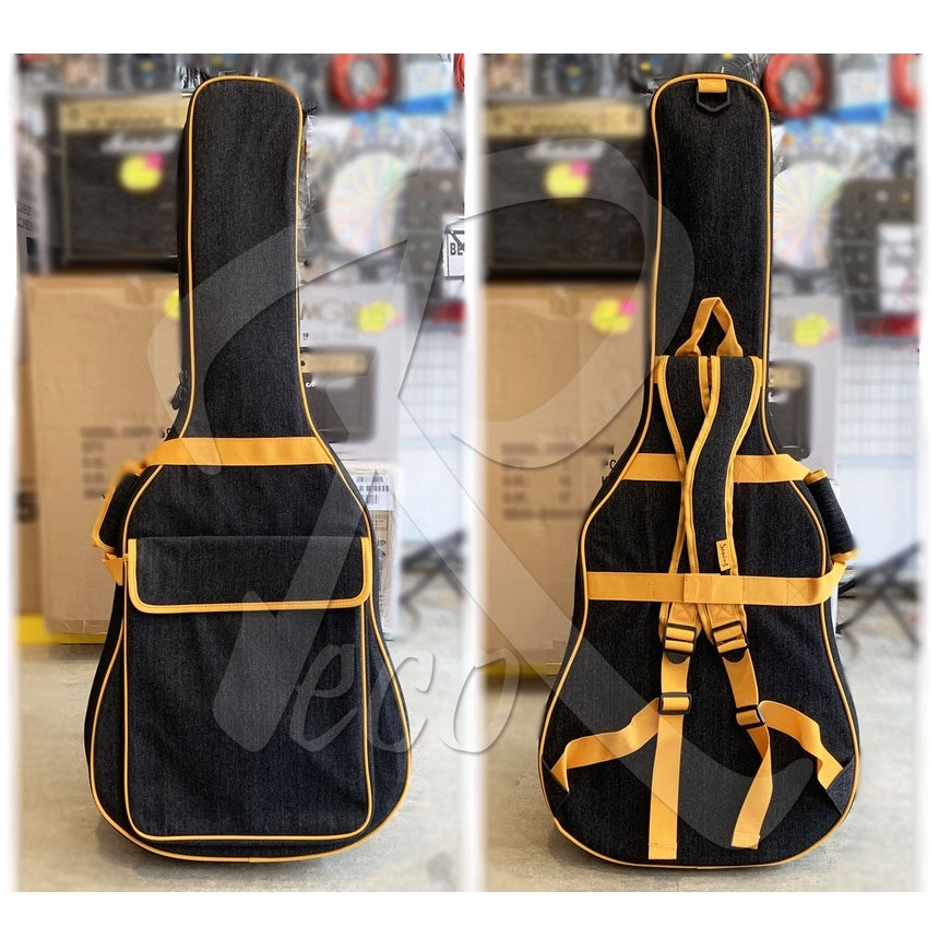 RM RAB200 20mm Denim Jeans Material Thick Padded Acoustic Guitar Bag with Neck Rest Double Shoulder Strap - Reco Music Malaysia