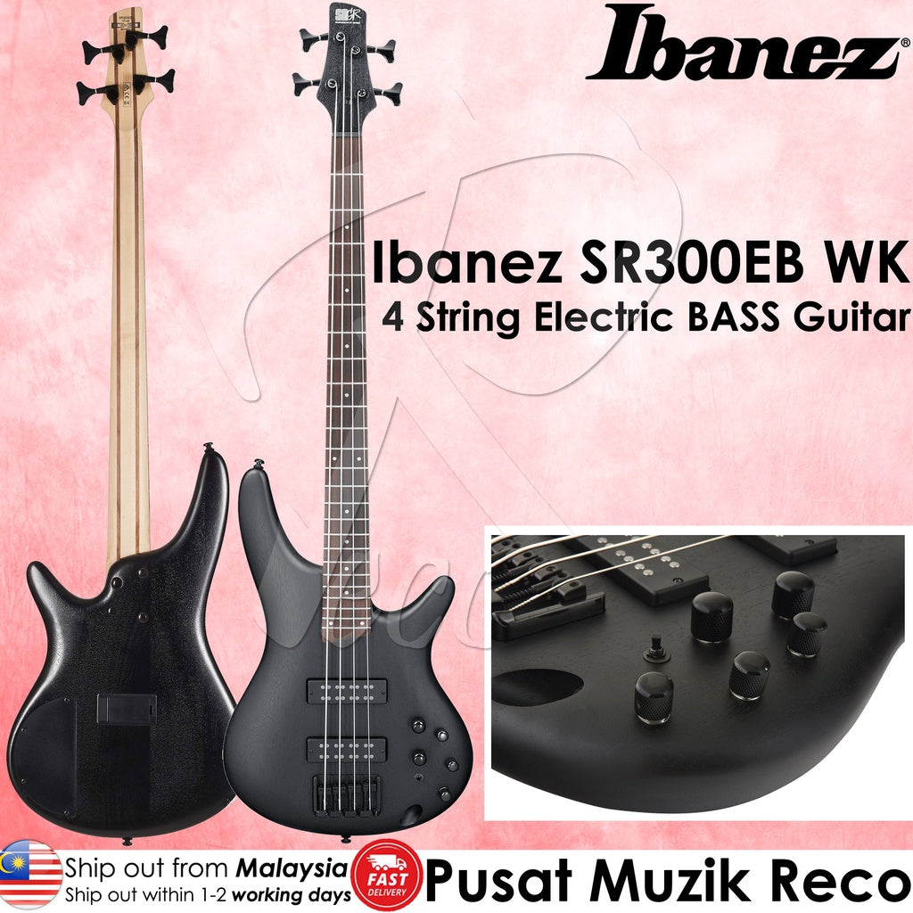 Ibanez SR300EB WK Weathered Black SR Series 4 String Electric Bass Guitar Mahogany Body HH Pickup (SR300EB-WK) - Reco Music Malaysia