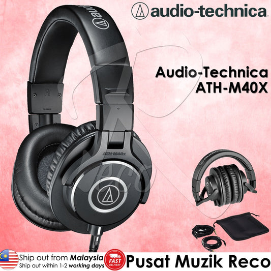 Audio Technica ATH-M40x Professional Monitor Headphone Closed-back Studio Monitoring DJ Mixing Headphones - Reco Music Malaysia