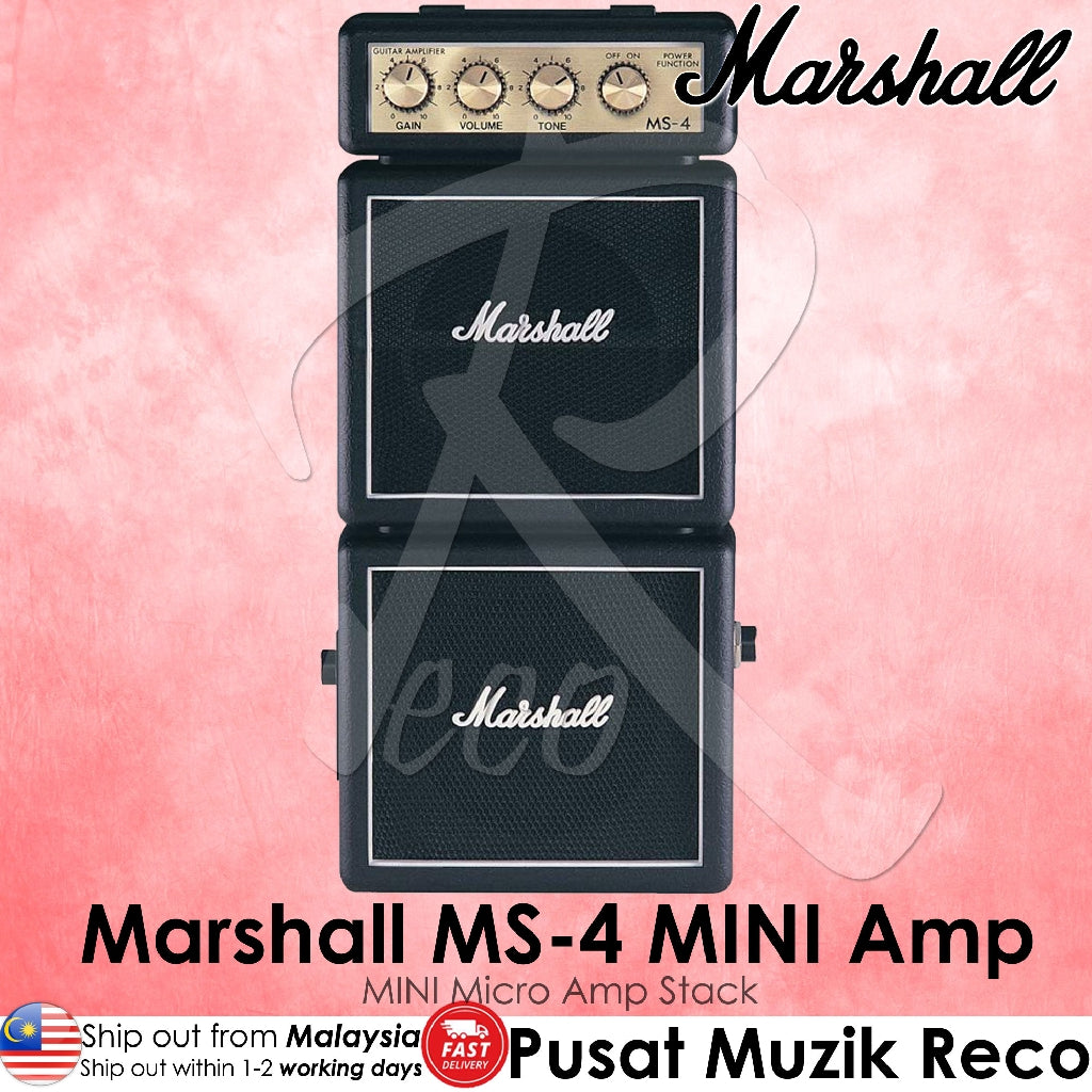 Marshall MS-4 1W Battery Powered Micro Stack Guitar Amplifier (MS4) | Reco Music Malaysia