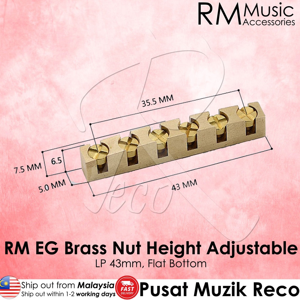 RM GF1342-LP 43mm Electric Guitar Les Paul Style Height Adjustable BRASS Nut - Reco Music Malaysia
