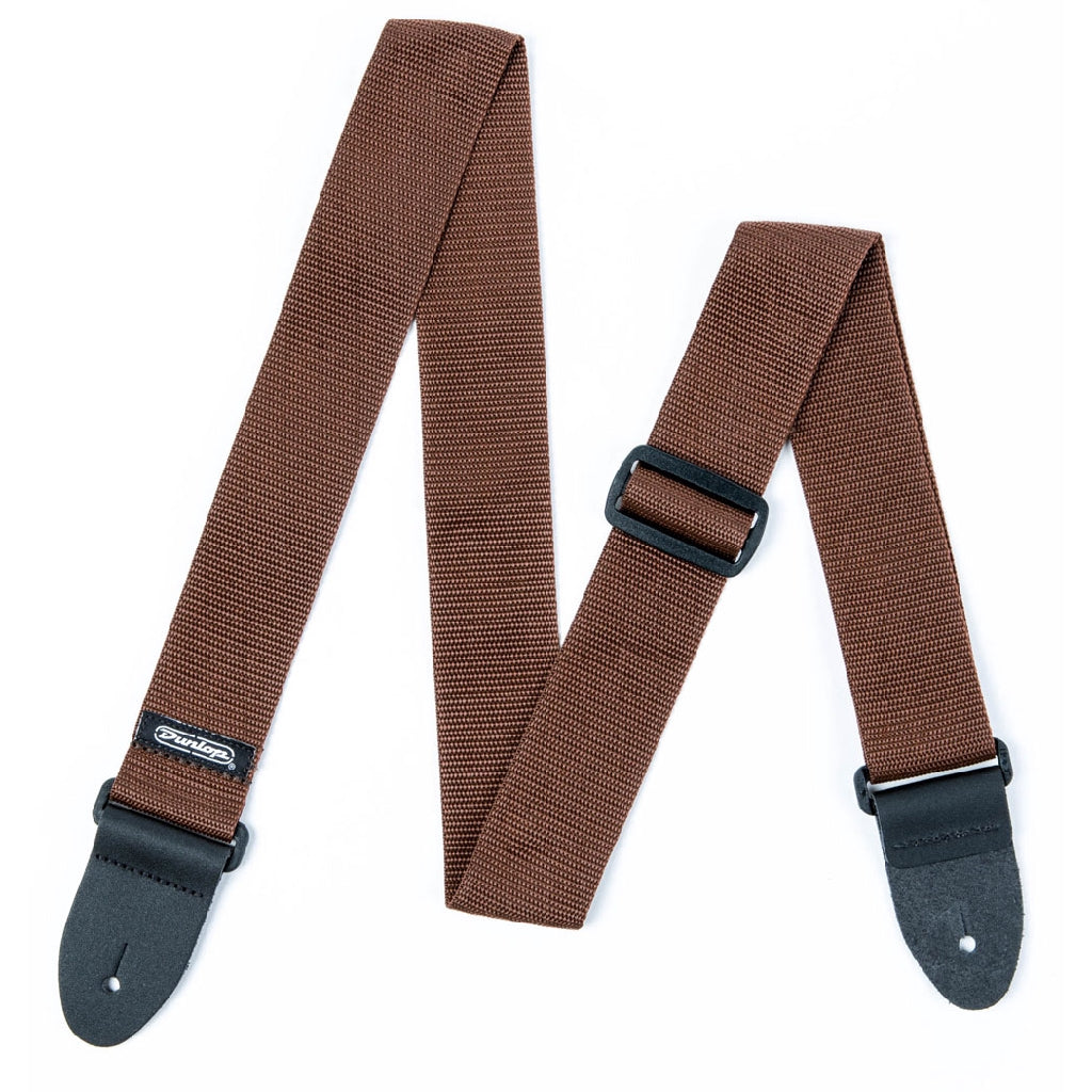 Jim Dunlop D07-01BR Brown 2in Poly Guitar Strap with Leather End | Reco Music Malaysia