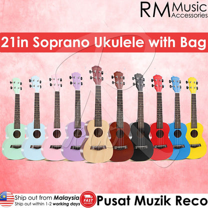 RM 21in Soprano Ukulele Wooden Ukulele not Toy Hawaii Guitar Beginner Ukulele - Reco Music Malaysia