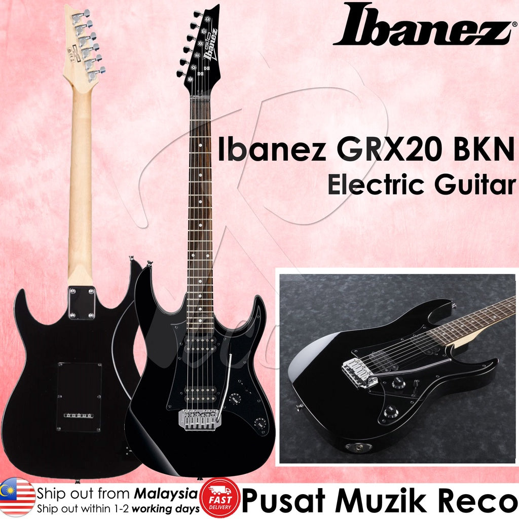 Ibanez GRX20 BKN Electric Guitar with Tremolo Poplar Body HH Pickup - Black Night (GRX20-BKN) - Reco Music Malaysia