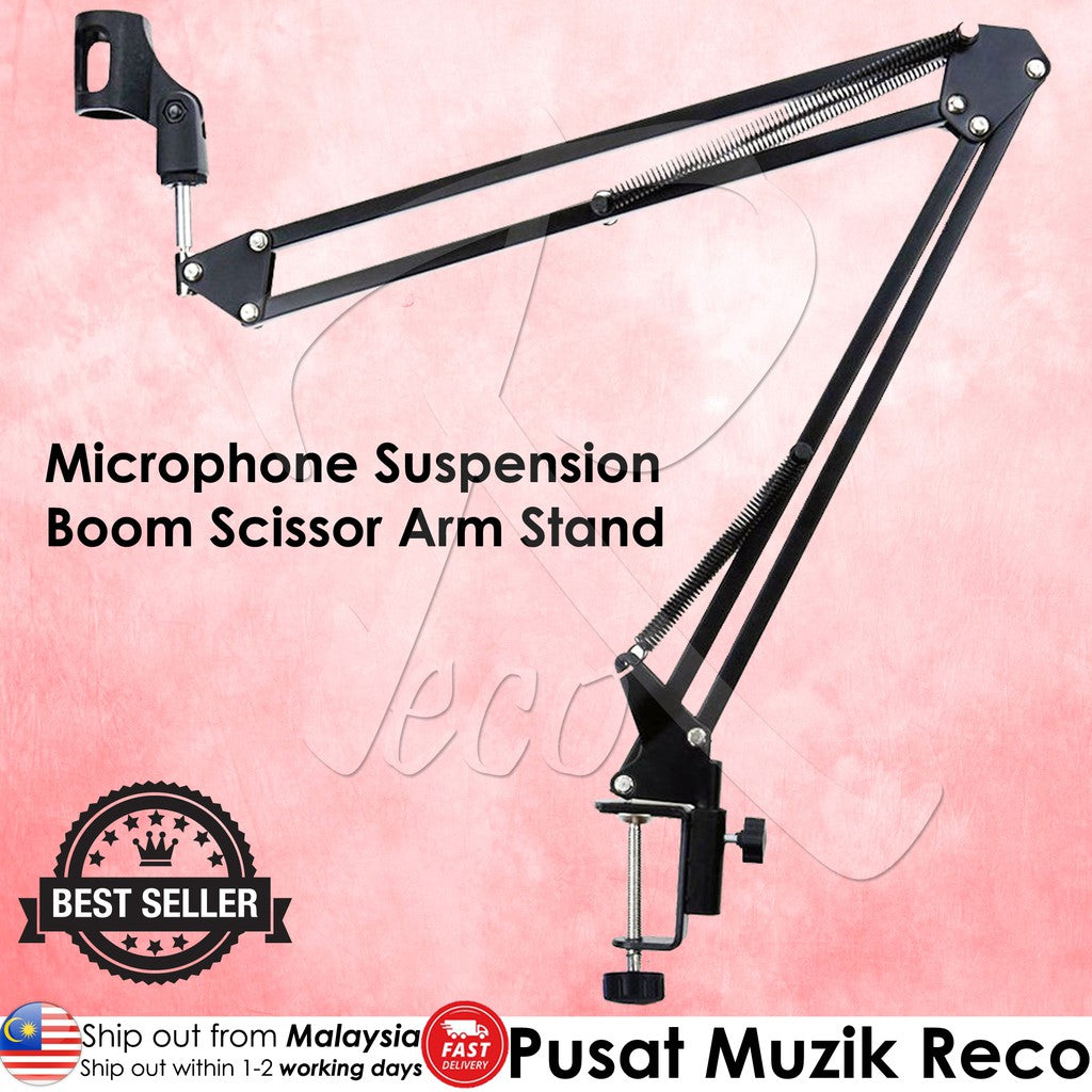 RM NB-35 Microphone Suspension Boom Scissor Arm Desktop Stand  - Reco Music Malaysia