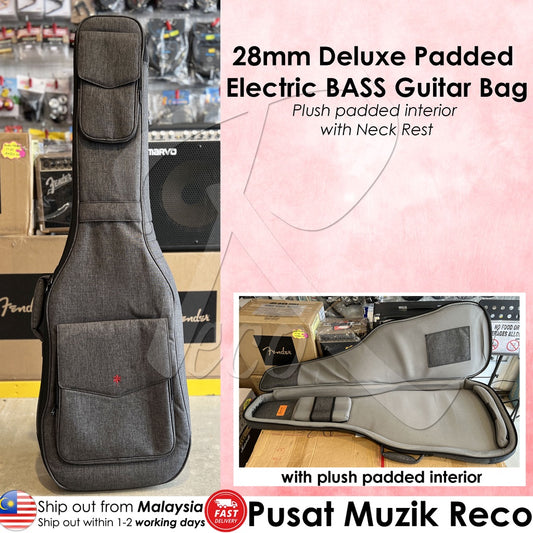 RM RBB300GY 28mm Deluxe Thick Padded Electric BASS Guitar Bag, Grey - Reco Music  Malaysia