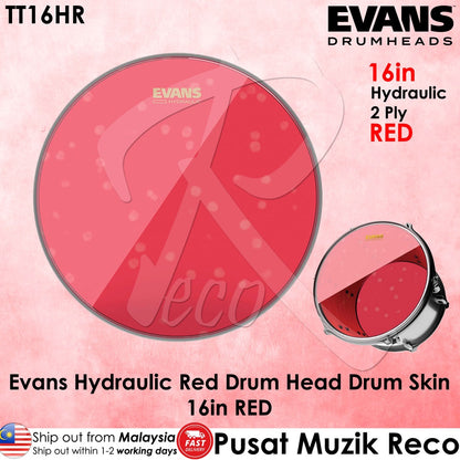 Evans TT16HR 16" Hydraulic Red Batter Drum Head - Reco Music Malaysia