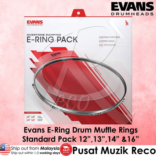 Evans E-Ring Standard Pack Drum Muffle Ring Drum Ring Mute 12" 13" 14" & 16" - Reco Music Malaysia