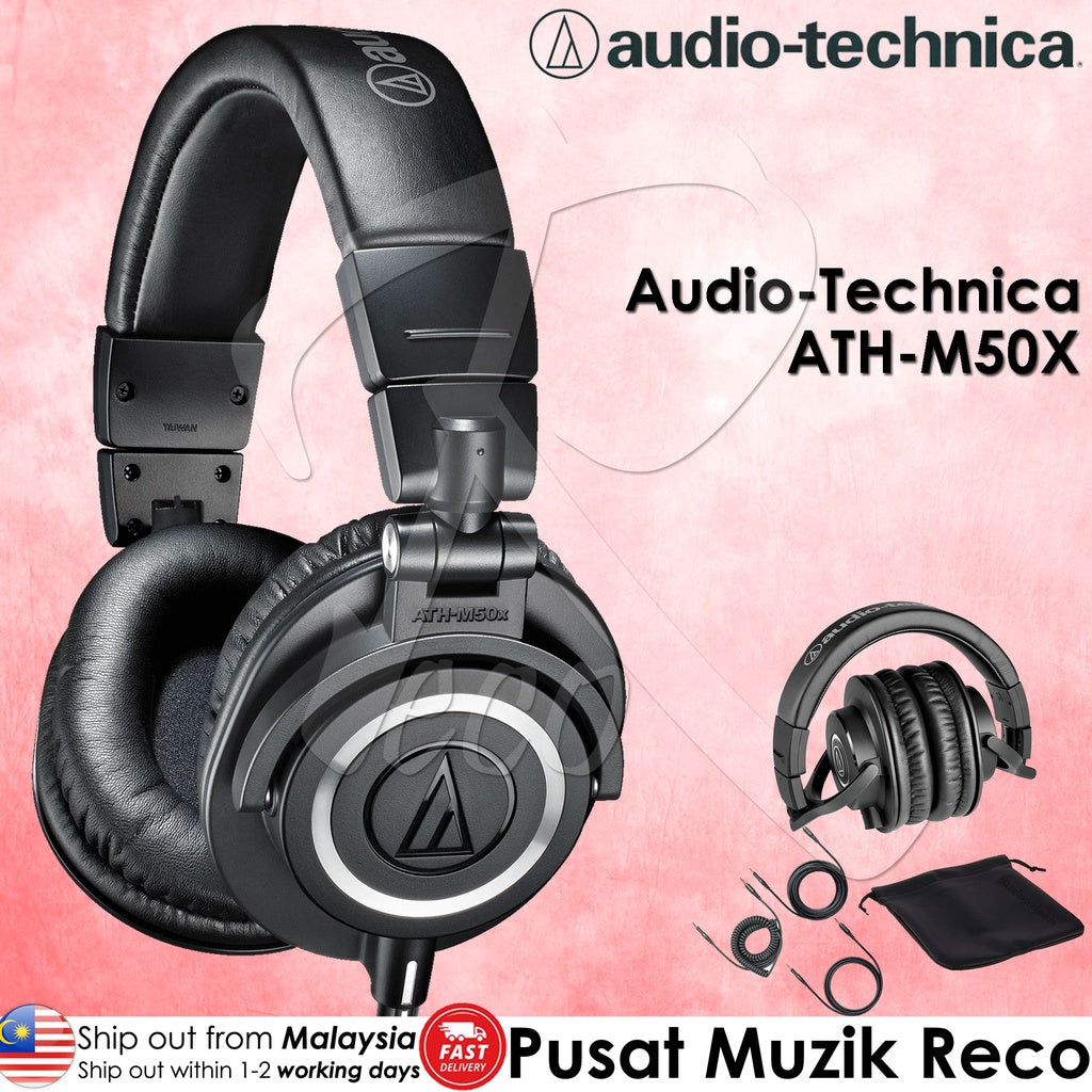 Audio Technica ATH-M50x Professional Monitor Headphone Closed-back Studio Monitoring Headphones - Reco Music Malaysia